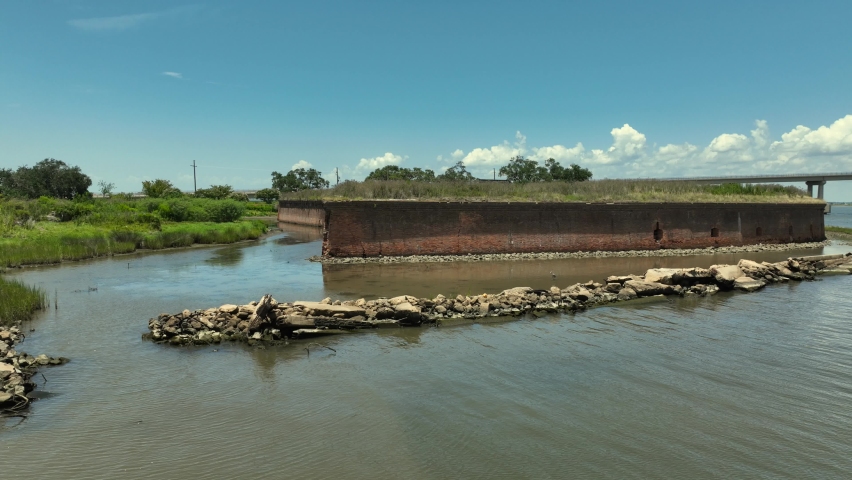 Aerial point of interest view of Fort Poke on Lake Catherine, Louisiana