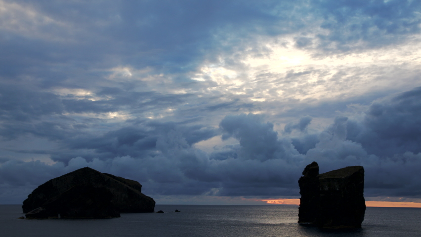 Dramatic Sky during Cloudy Sunset on Sao Miguel Island in the Azores