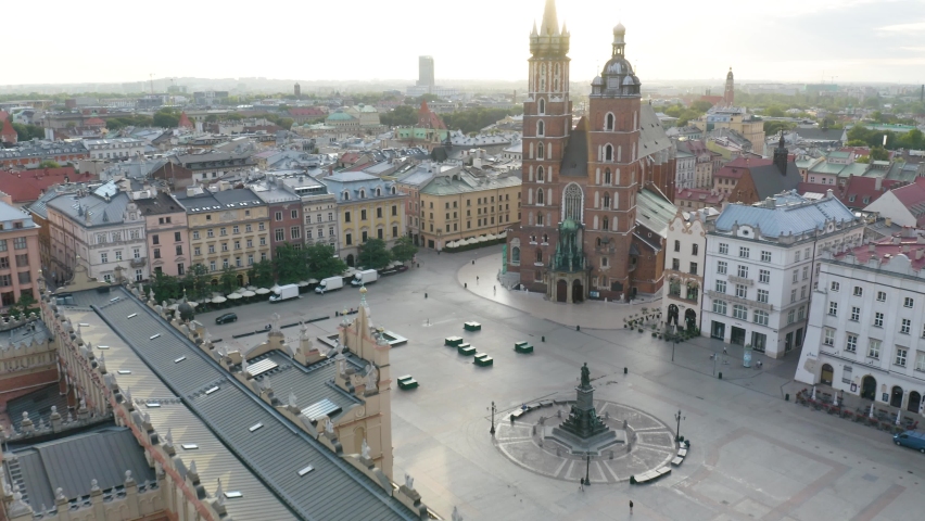 Drone Flies Between Towers of St. Mary