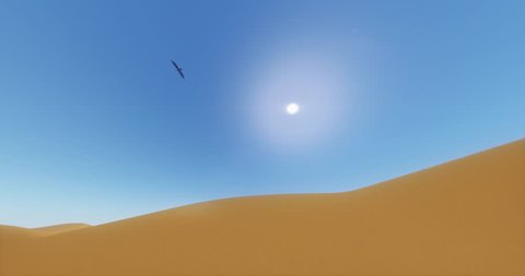 4k Eagles hovering over the desert & sand dunes,birds shadow are projected in the desert. cg_02846_4k