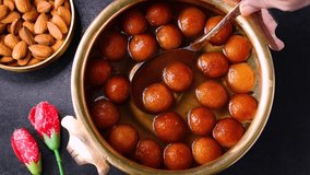 Gulab jamun Indian sweets for Diwali festival. Indian festivals like Dussehra Holi ganesh chaturthi Ram navami Durga pooja ashtami Navratri