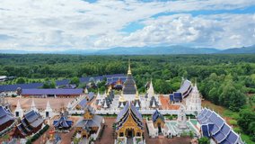 Aerial view of Wat ban den temple in Chiang Mai, Thailand.