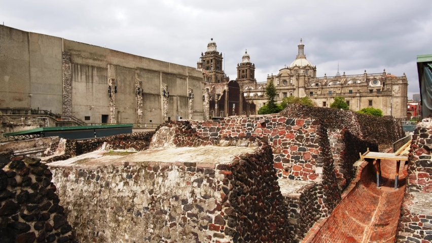 Ancient Aztec Civilization Major Temple Templo Mayor Mexico City Historic World Royalty-Free Stock Footage #1094417671