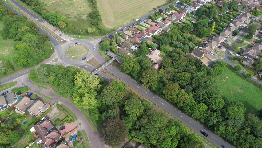 High Angle Footage of Historical and Beautiful St. Albans Town of England 