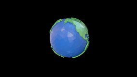 Low Poly Earth and Moon animation.Full HD 1920×1080.8 Second Long.Transparent Alpha video.