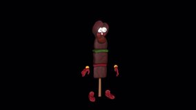 Turkish Kebab Dance II , Animation.Full HD 1920×1080. 09 Second Long.Transparent Alpha Video. LOOP.