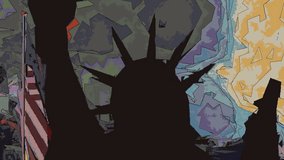 New York Statue of Liberty in a Pop Art Style Layout glitch effect - Powered by Shutterstock - Get 15% off with code: PIKWIZARD15