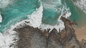 Beautiful seashore waving in drone footage