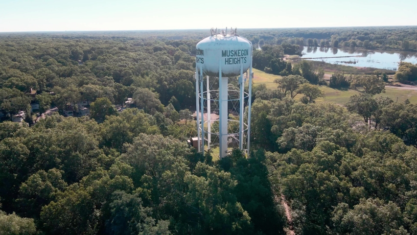 Muskegon Heights Water Tower in Close Up.