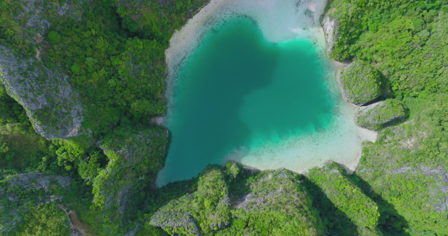 Aerial view of Phi Phi islands Travel Landmark of Krabi Phuket, Thailand. Amazing Drone footage over Maya beach with beautiful blue turquoise seawater. Tourist attraction in summer holidays. | Shutterstock HD Video #1094443291