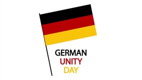 German unity day flag, art video illustration.