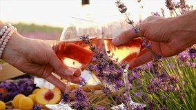 Picnic wine in a lavender field. Selective focus. Food. - Powered by Shutterstock - Get 15% off with code: PIKWIZARD15