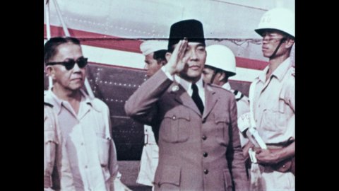 Indonesia 1950s Sukarno Salutes Airfield Indonesian Stock Footage Video ...