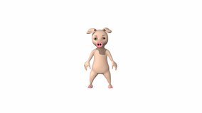 Toy Pig Dance II, Animation.Full HD 1920×1080. 08 Second Long.Transparent Alpha Video.