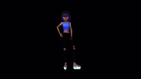 Toy Girl Dancing animation.Full HD 1920×1080.11 Second Long.Transparent Alpha video.
