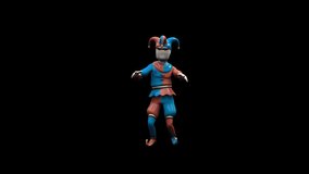 Ceramic Jester Dancing animation.Full HD 1920×1080.12 Second Long.Transparent Alpha video.LOOP.