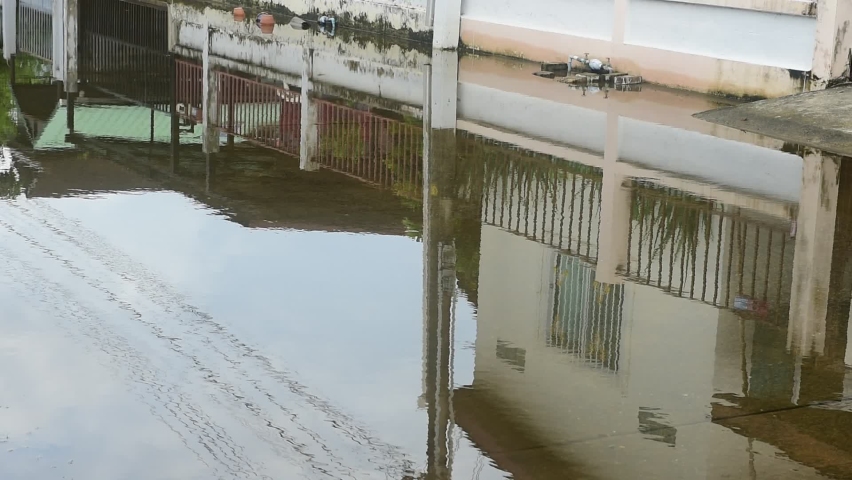 Flooded the road in front of the house in the village.  