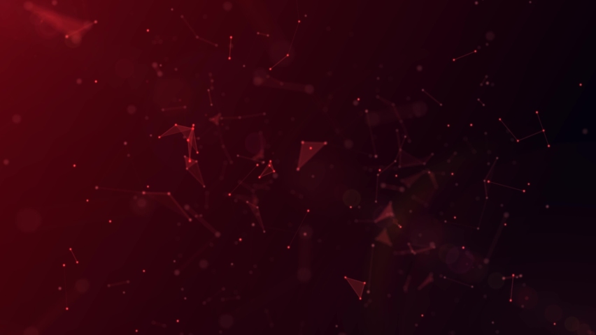 Animated red background. Movements of big bang. A pattern of glowing neon connecting lines, triangles, dots, particles. Outer space. Fire. Shards of glass. Destroyed plexuses. 3d rendering. 4k	 Royalty-Free Stock Footage #1094485077