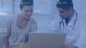 Animation of data processing over diverse doctor and patient. Global medicine, science and digital interface concept digitally generated video. - Powered by Shutterstock - Get 15% off with code: PIKWIZARD15