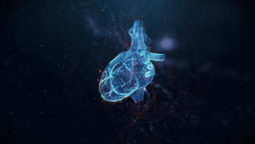 3d Hologram of Human Heart Surrounded By Energy Flows In A Futuristic Style HUD Anatomy Infographic Royalty-Free Stock Footage #1094518809