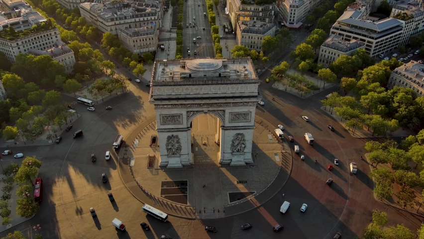 Arc De Triomphe Aerial, Paris France 4k Royalty-Free Stock Footage #1094528867