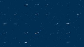 Template animation of evenly spaced pan symbols of different sizes and opacity. Animation of transparency and size. Seamless looped 4k animation on dark blue background with stars