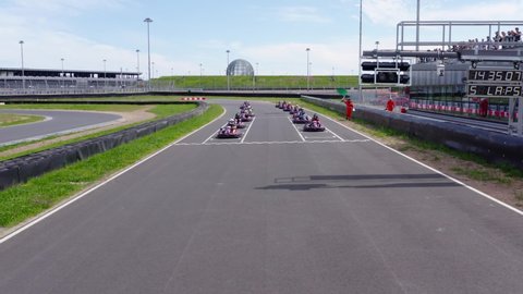 Start Kart Race Competition Aerial View Stock Footage Video (100% ...
