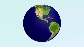 Pixelated stylized planet Earth in flat design rotation loop Ultra HD 4k render in 3D Cartoon video footage of turning planet globe climate changes background. Isolated rotating animation endless loop