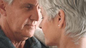 Elderly couple hug intimate love connection, calm retirement together and senior woman care with wrinkle skin. Old man emotional, marriage commitment and closeup face of people on wedding anniversary - Powered by Shutterstock - Get 15% off with code: PIKWIZARD15