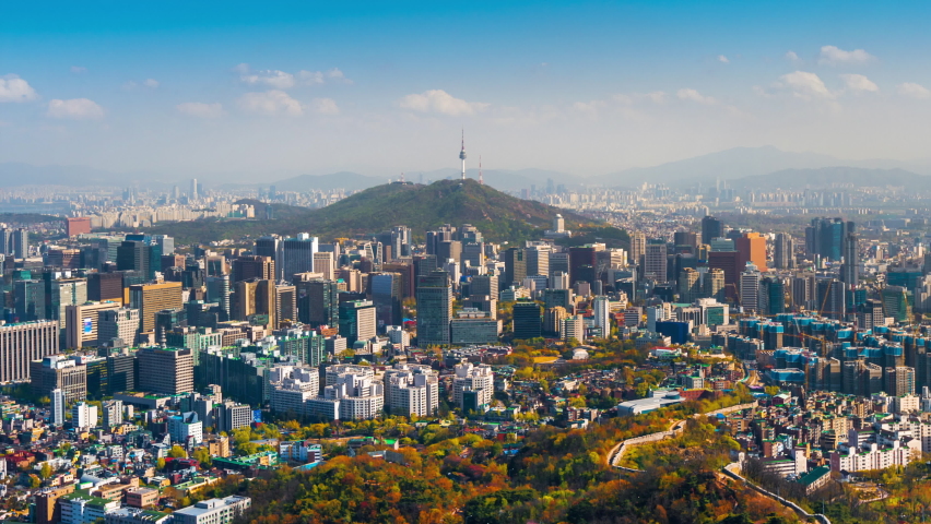 Time lapse of Seoul city in Autumn season, South Korea. | Shutterstock HD Video #1094553071