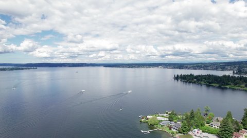 Lake Washington Boating Aerial Background Stock Footage Video (100% ...