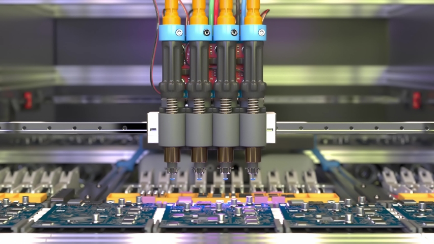 Conveyor for the production of processors and motherboards at the factory 4k footage Royalty-Free Stock Footage #1094554825