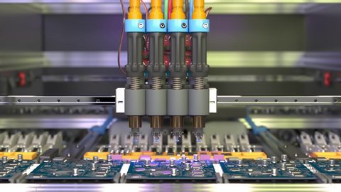Conveyor for the production of processors and motherboards at the factory 4k footage 库存视频