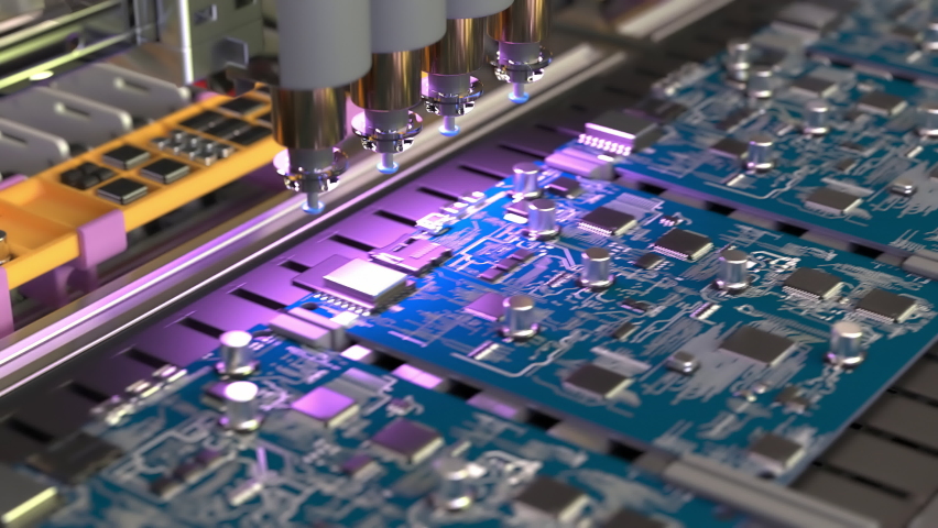 Conveyor for the production of processors and motherboards at the factory 4k footage Royalty-Free Stock Footage #1094554827