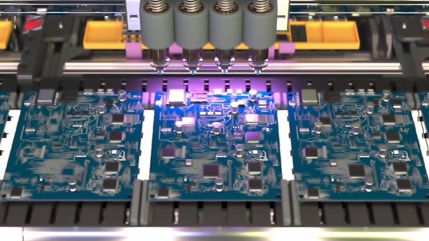 Conveyor for the production of processors and motherboards at the factory 4k footage Royalty-Free Stock Footage #1094554829