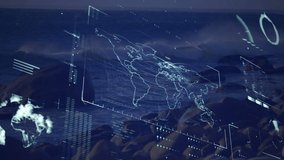 Animation of infographic interface over scenic view of waves splashing on rocky seashore. Digital composite, multiple exposure, report, globalization, finance, nature and technology concept. - Powered by Shutterstock - Get 15% off with code: PIKWIZARD15