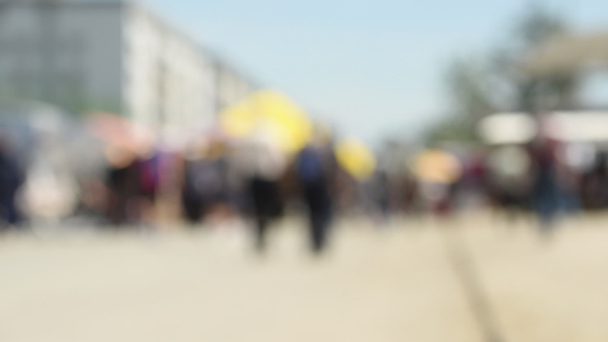 Population explosion concept, blur crowd of people on the street out of focus