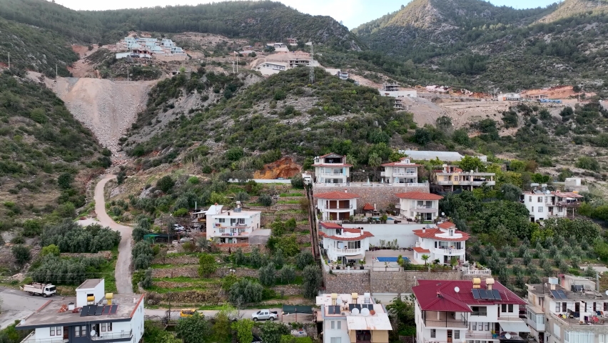 A man runs on the beach aerial view 4 K Turkey Alanya