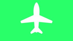 Animation white airplane isolate on green background.