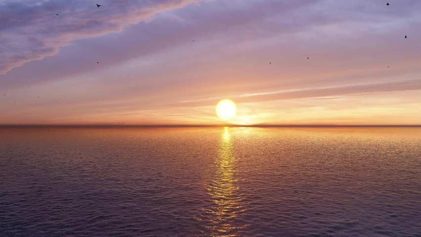 Dramatic sea sunset. Burning sky and shining golden waves. Sunset sea 4k. Red sky, yellow sun and amazing sea. Summer sunset seascape. Atlantic Ocean beach sunsets.  Royalty-Free Stock Footage #1094581763