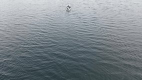 Drone video of boat in a fjord in Norway