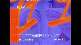 Animation of screen with glitch over hand of lab worker pouring reagent into glass. Data processing. - Powered by Shutterstock - Get 15% off with code: PIKWIZARD15