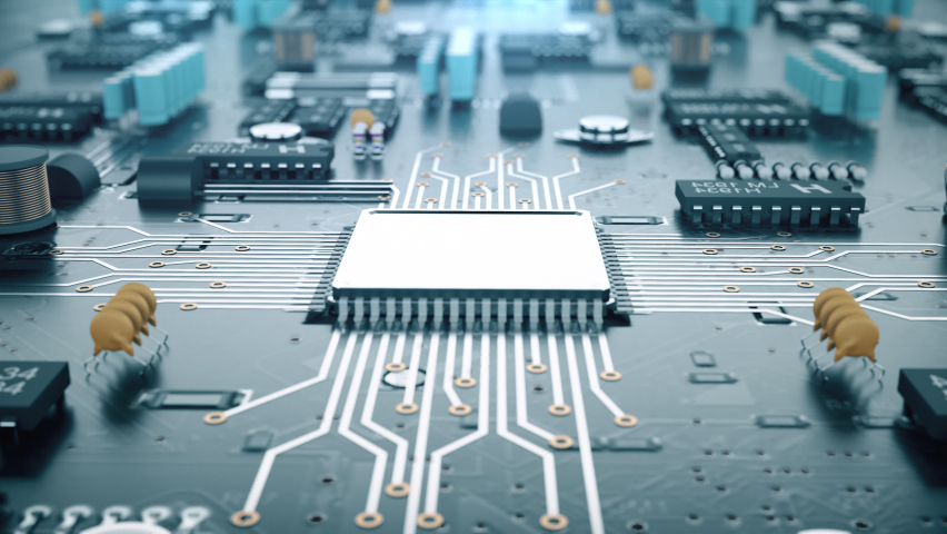 Digital CPU circuit on motherboard. 3D Illustration | Shutterstock HD Video #1094607923