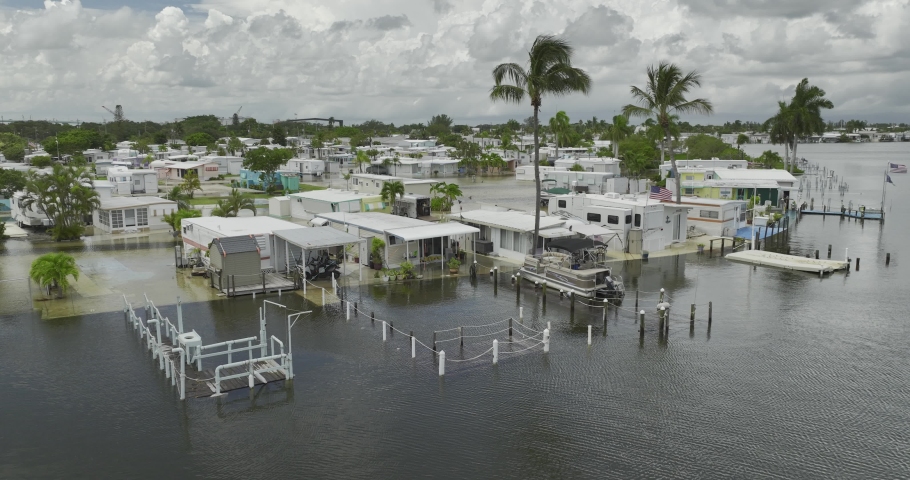 Aerial view sea level rise and flooding on San Carlos island, Florida Royalty-Free Stock Footage #1094609577
