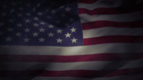 Animation of slumpflation text over usa flag. Global patriotism and digital interface concept digitally generated video.