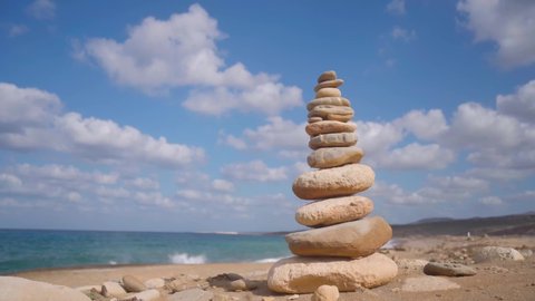 Zen Meditation Background Balanced Stones Stack Stock Footage Video