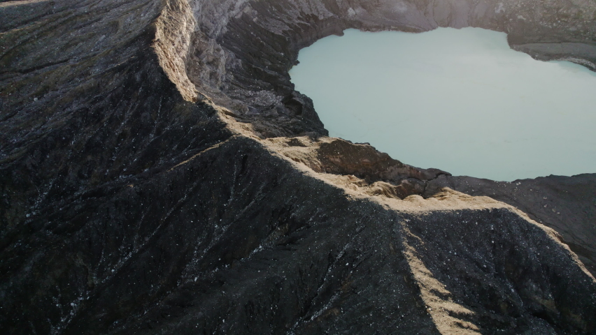 Aerial view of crater of Volcan Poas in Costa Rica - unique geological area