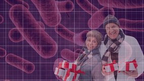 Animation of data processing over virus cells and caucasian couple. Global pandemic and digital interface concept digitally generated video. - Powered by Shutterstock - Get 15% off with code: PIKWIZARD15