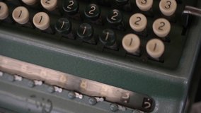 Mechanical typewriter. Close-up. Slow motion video.