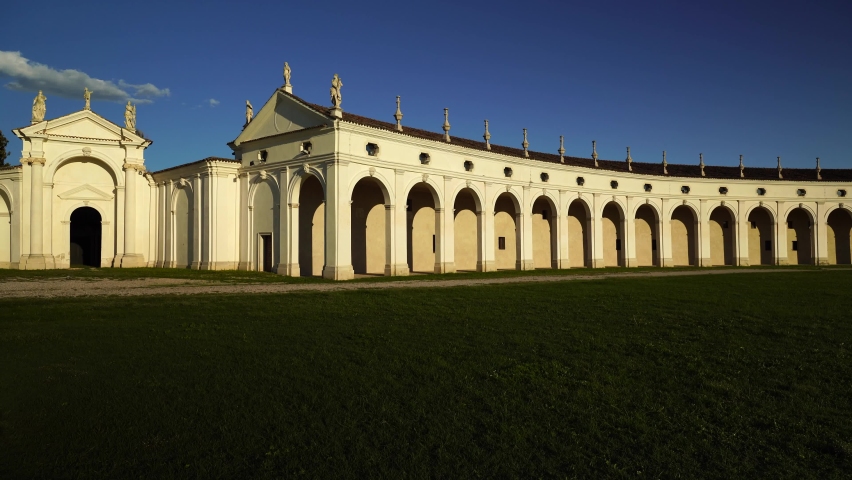 view of the portico of villa Manin in Passariano, Udine, Italy